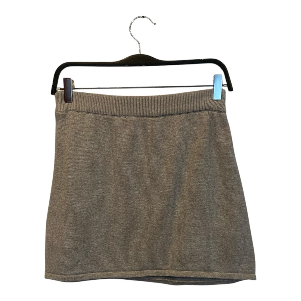 Djerf Avenue Knitted A Line Cotton Mini Skirt Grey Melange Small
